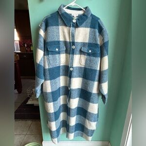 Oversized Blue and White Plaid Women's shacket